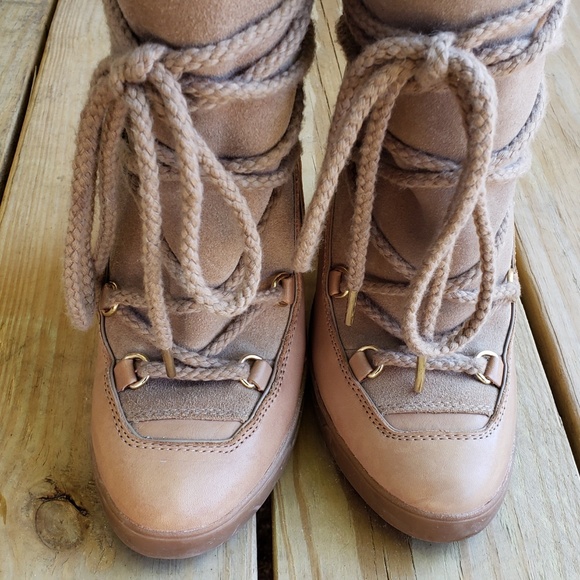 Authentic Michael Kors SheepFur Leather Wedge Boot - Picture 2 of 8